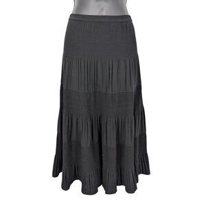 Apostrophe Tiered Midi Skirt Women Size L Peasant Whimical Pull On Goth Romantic